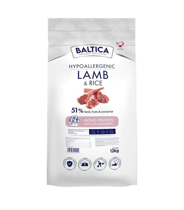 Torr hundfoder Baltica Nutraceutic Hypoallergenic lamm och ris 12 kg