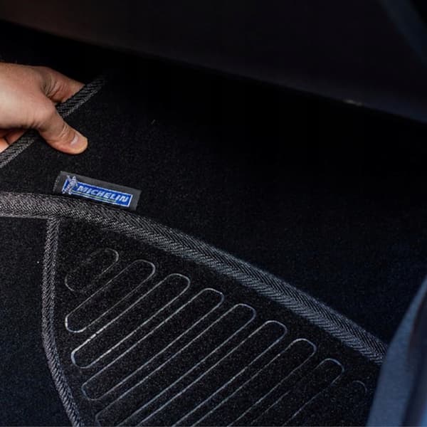 MICHELIN Tekstil Måtter 4 Stykker Sæt Sorte Æstetiske og Komfortable