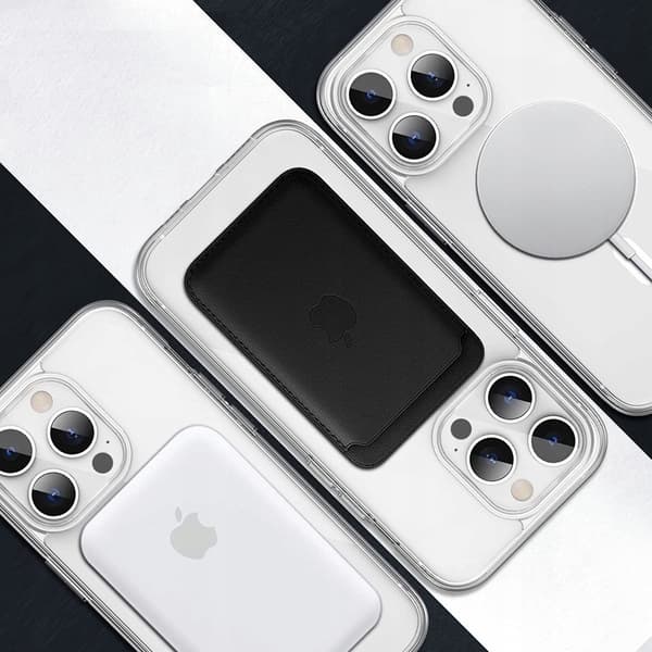 MAGNETISK ETUI TIL IPHONE 13 PRO KLART ETUI + GLAS