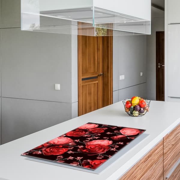 Glasskydd för spishäll 80x52 Roses