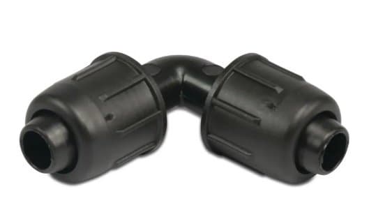 Bøjning 90° PP 25 mm låst 4 stang sort