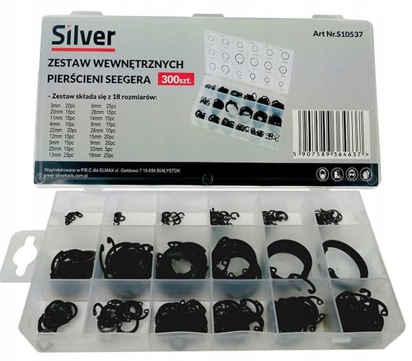 E-clips invändiga låsringar set med 300 silver