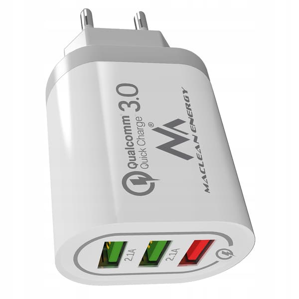 Maclean MCE479 W QC 3.0 3xUSB väggladdare vit