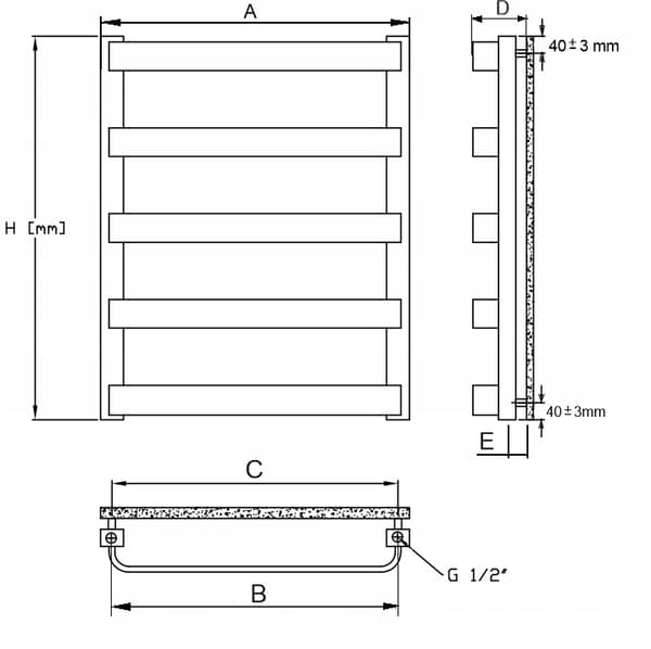 SORT BADEVÆRELSESRADIATOR 540 X 670 5 LÅDER