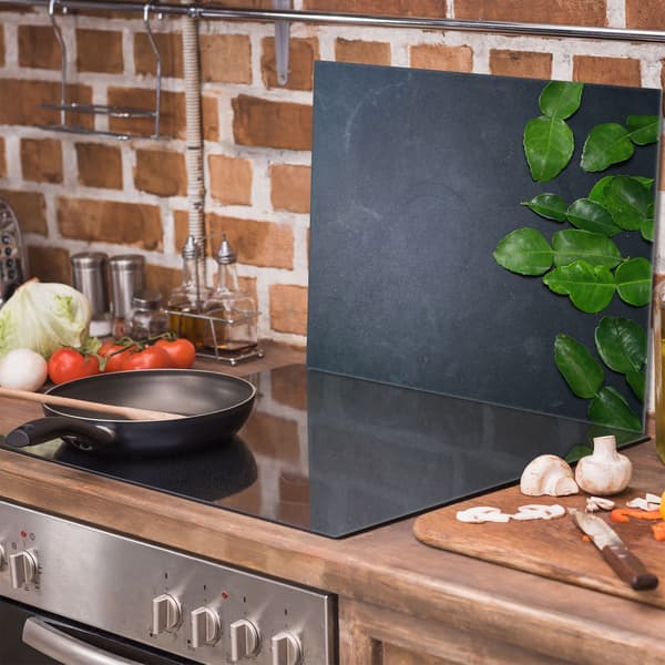 Skyddsplåt för spis i glas 60x52 Skiffer