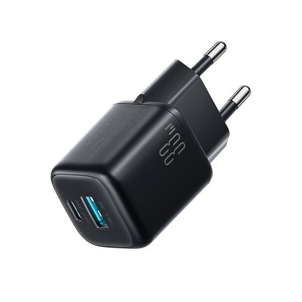 33W USB-A USB-C -seinälaturi - musta