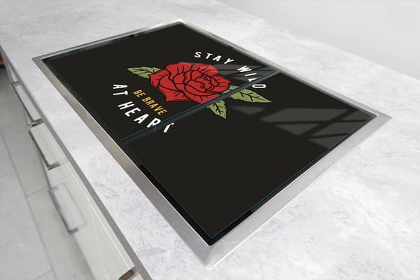 GLASBESKYTTELSESPLADE TIL KOMFUR 75x52 ROSE