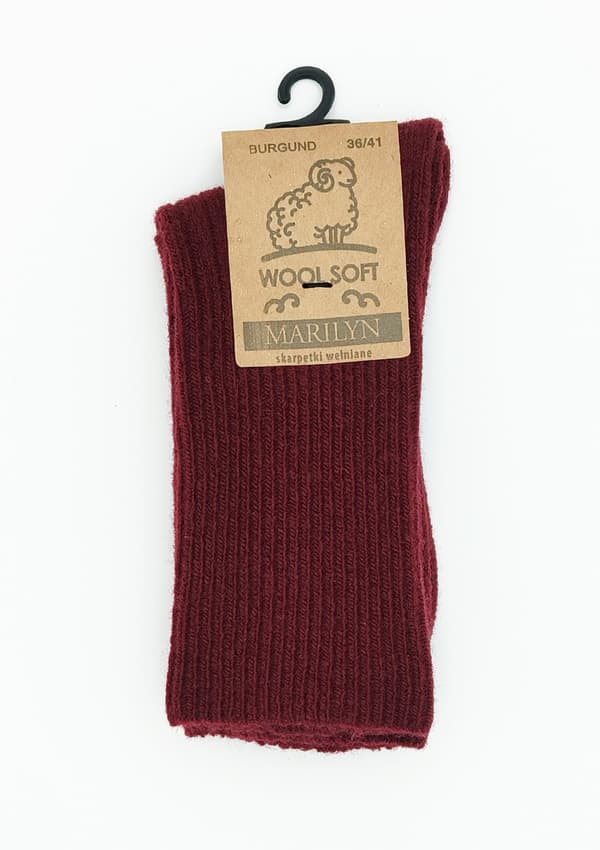 Damullsockor, vinröda Wool Soft Marilyn. DAMULLSOCKS, vinröda, 36/41