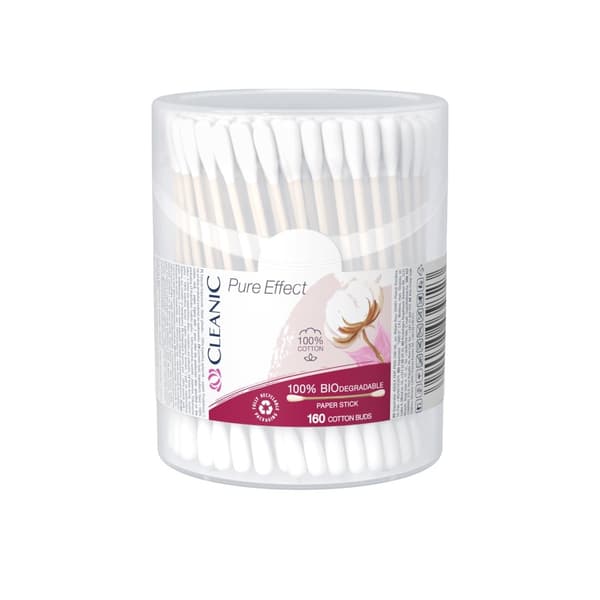 CLEANIC Pure Effect Vatpinde - 160 stk. - rund æske