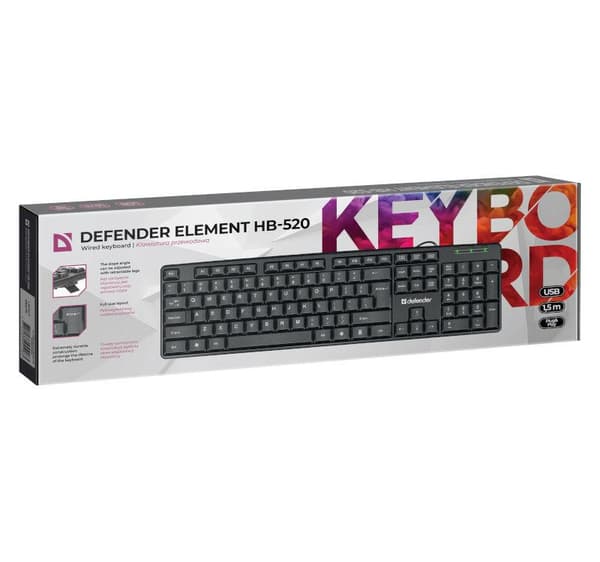 Defender ELEMENT HB-520 USB-kablet tastatur sort