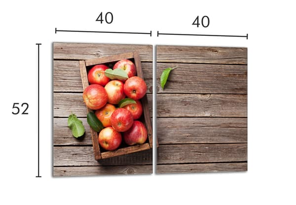 Lasinen suojalevy liedelle 2x40x52 omenaa