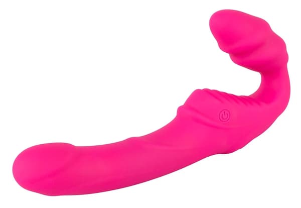Stropløs StrapOn Vibrator Til Vilde Lege Med 2 Ender Pink