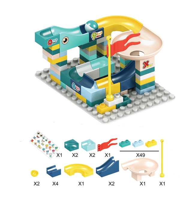 Klotbana med klossar BLOCKS VARIABLE SLIDING - 65 delar