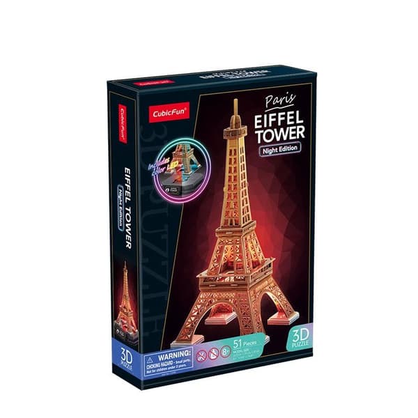 CUBIC FUN 3D-palapeli Eiffel-torni Eiffel-torni Yöversio 51 palaa L534h