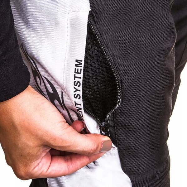 WOLF DAME TEKSTIL MC-BUKSER SORT HVID 2XL