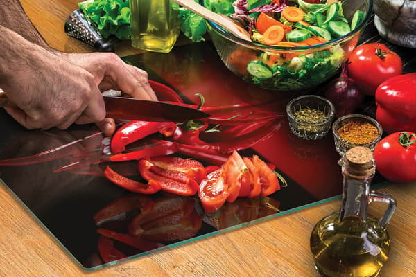 SKÄRBRÄDA I GLAS 40x30 CHILI