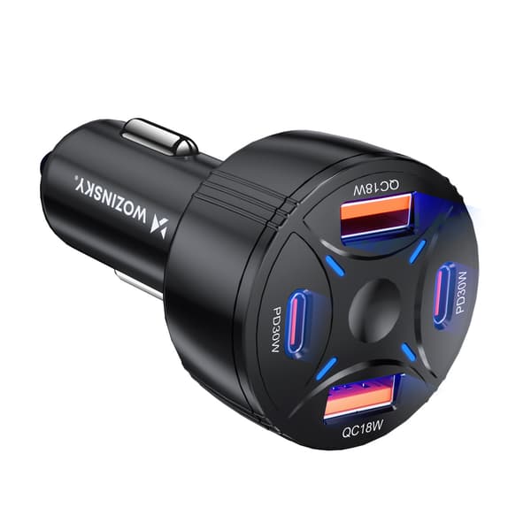 Billaddare 2xUSB-C 2xUSB-A 60W - svart