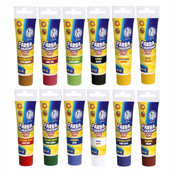 Astra Postermaling 12 farver i 30 ml tuber