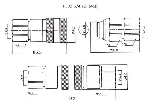 Torrbromsande snabbkoppling BSP 3/4" hylsa