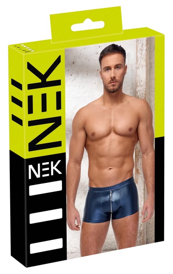 NEK Herr Blå Matte Blixtlås Boxershorts L