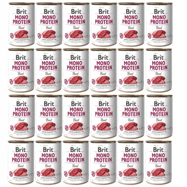 Brit Mono Protein vådfoder til hunde med oksekød 24x400g