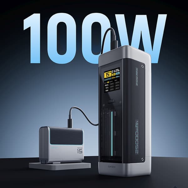 Powerbank 25000mAh USB-C USB-A 210W - sort