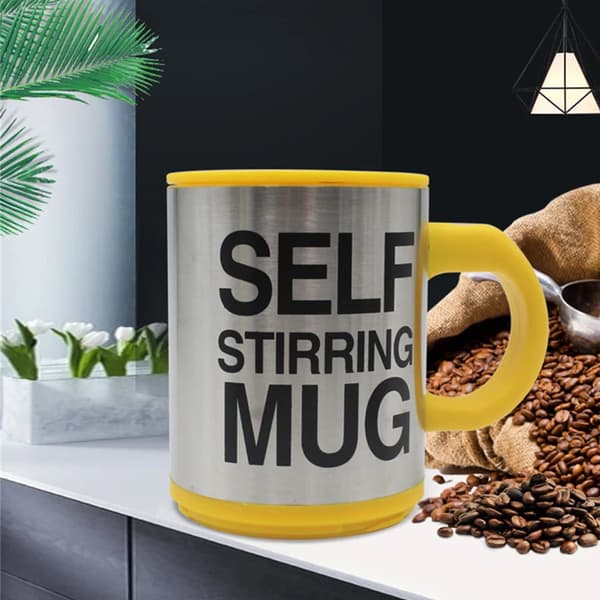 Termokop med selvrørende kaffe/te, gul, 350 ml