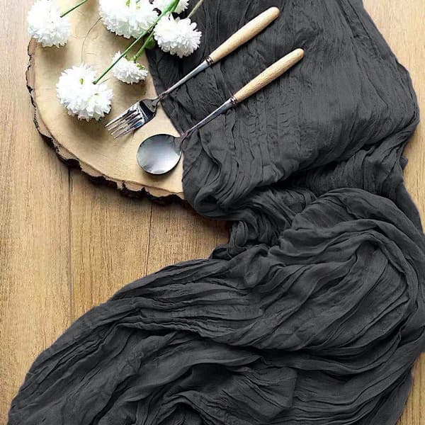 Bordløber boho folder sort rustik til bord delikat 90x300 cm