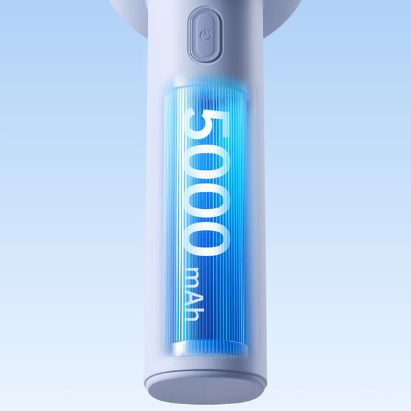 Mini bærbar ventilator 5000mAh LED - blå