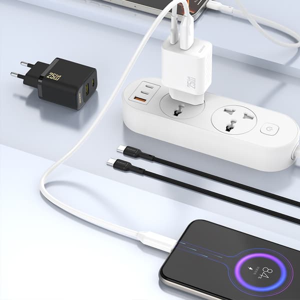 25W GaN USB-C vægoplader - Sort