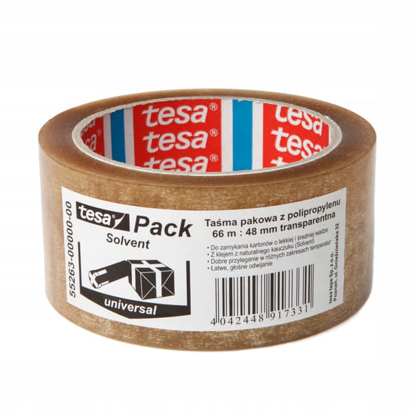 tesa SOLVENT pakkausteippi 66 m x 48 mm läpinäkyvä