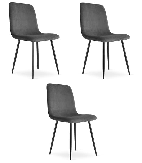 RIFT stol - grå fløjlsbukser / sorte ben x 3