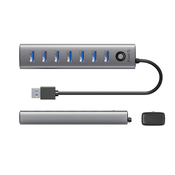Hub CL7U-U3 splitter 7x USB-A USB-C 5V 3A 1m - grå