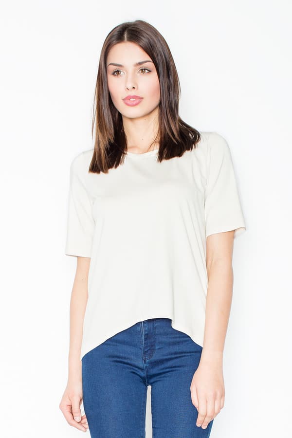 Elegant bluse med halsringning baktil, ecru, størrelse M