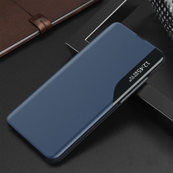 Eco Läderfodral med Flip och Stativ för iPhone 16e – Blå