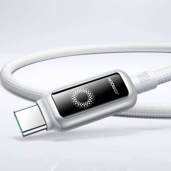 Flettet USB-C kabel 100W 1.2m - hvid