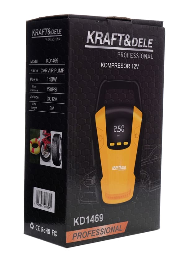 12V 140W Bilkompressor med LED-display | Kraft&Dele