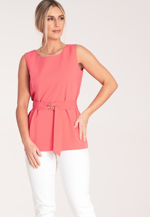 Elegant damblus off-shoulder korallblus storlek L