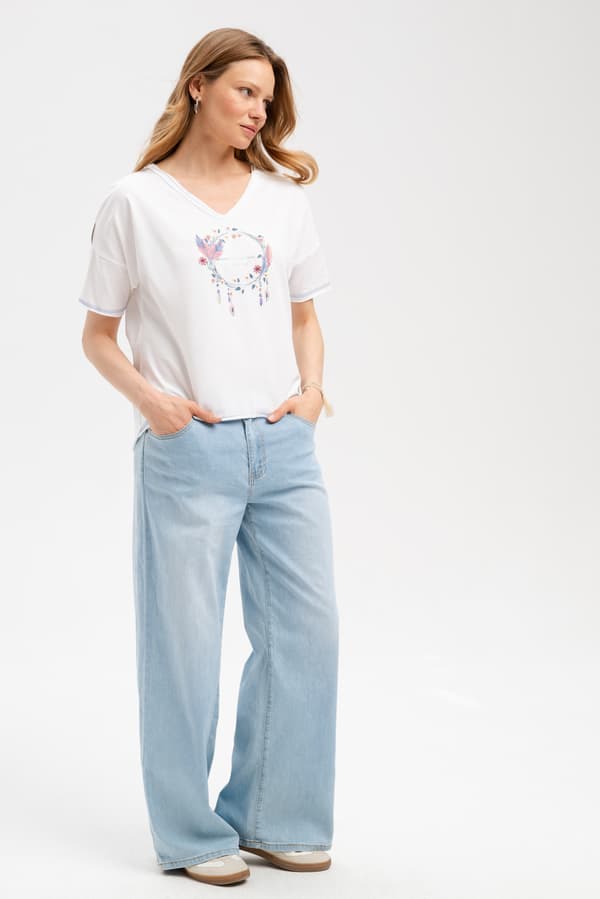 Damebluse Elma Ecru 44/46