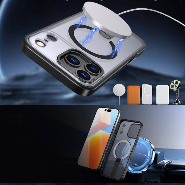 iPhone 17 Pro Hybrid Armor X MagSafe-etui med stativ - Sort