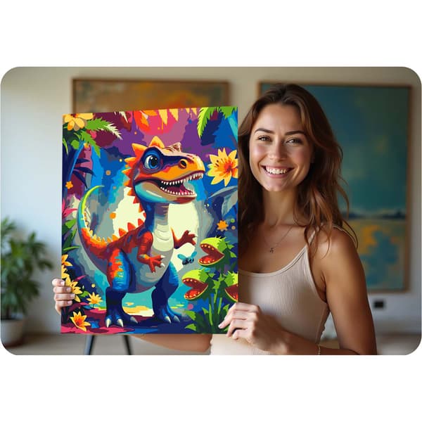 Mal efter nummer billede 40x50 cm Massido Dino