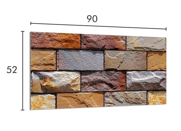 Glasbeskyttelsesplade til komfur 90x52 Mursten
