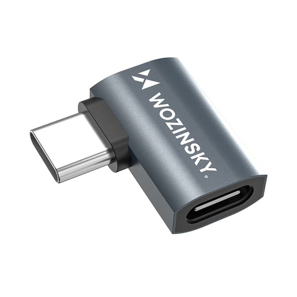 Sidevinklet USB-C adapter 40Gb/s 240W 8K OTG - grå