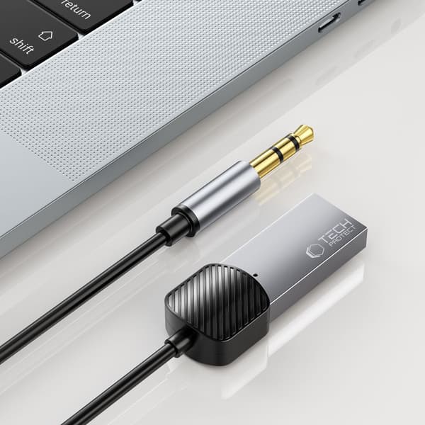 AUX-ljudadapter minijack 3,5 mm (hane) - Bluetooth - grå