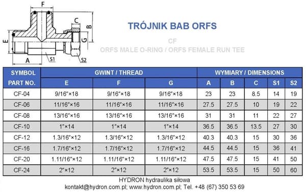 BAB ORFS 9/16" T-liitin