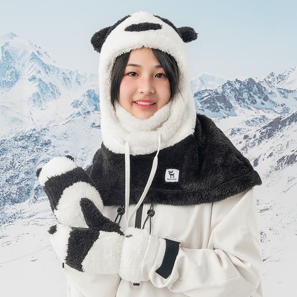 Panda Skihandsker til Børn og Voksne Størrelse S - Sort/Hvid