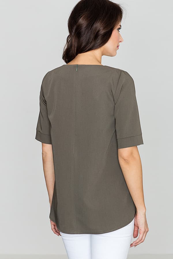 Blus K370 olivengrøn bluse størrelse S