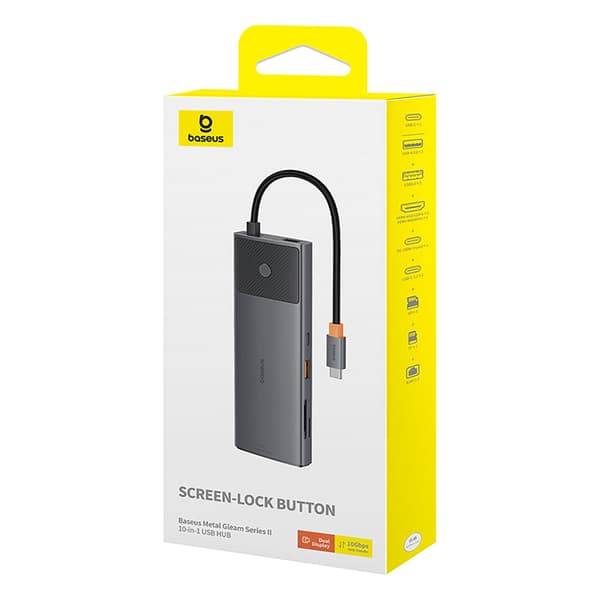HUB-sovitinjakaja 10in1 HDMI USB-A USB-C RJ45 SD TF - harmaa