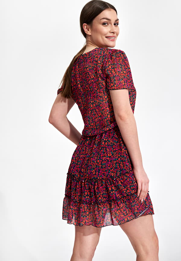 Boho miniklänning med farverige blomster M862 L