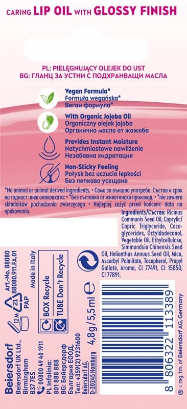 Nivea Caring Lip Oil Rosérosa 5,5 ml